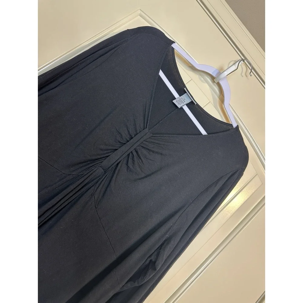 Catherines‎ Knit Midi Dress black Resort Plus Comfort Stretch Twist 0X 14/16W
